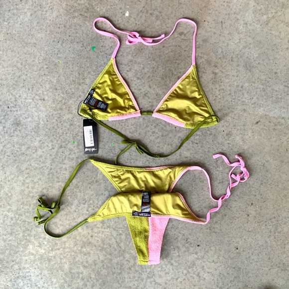 Textured Splice Triangle Bikini Set - Picture 4 of 4